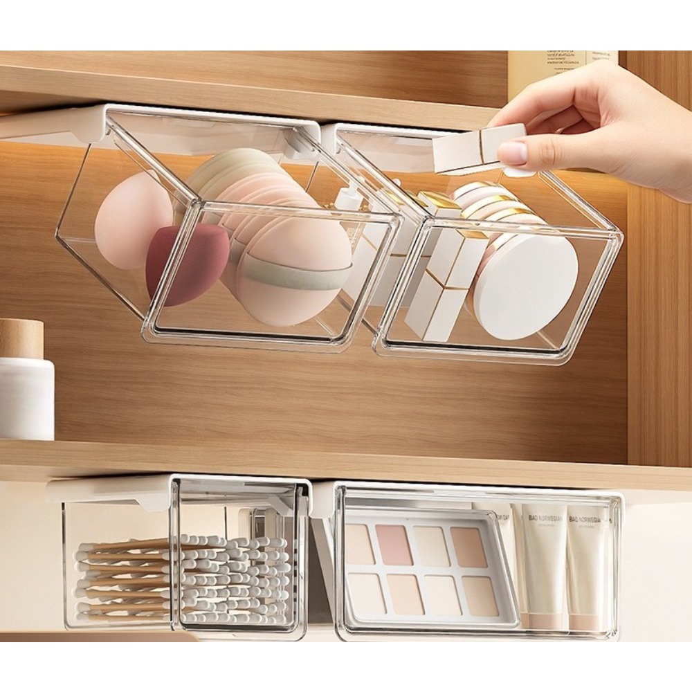 Makeup - Transparente Aufbewahrungsbox im Schubladenstil mit Selbstklebefunktion,
