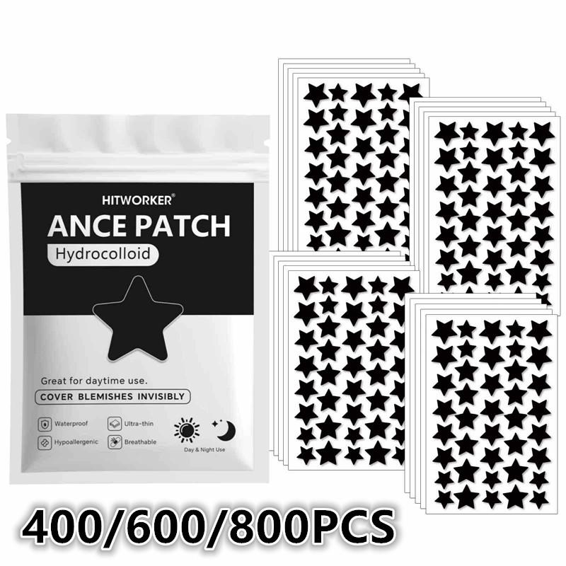 Hydrocolloid Pimple Patch - 400/600/800 Stück Sternförmige Hydrokolloid-Pickelpflaster, Wasserdichte Schwarze