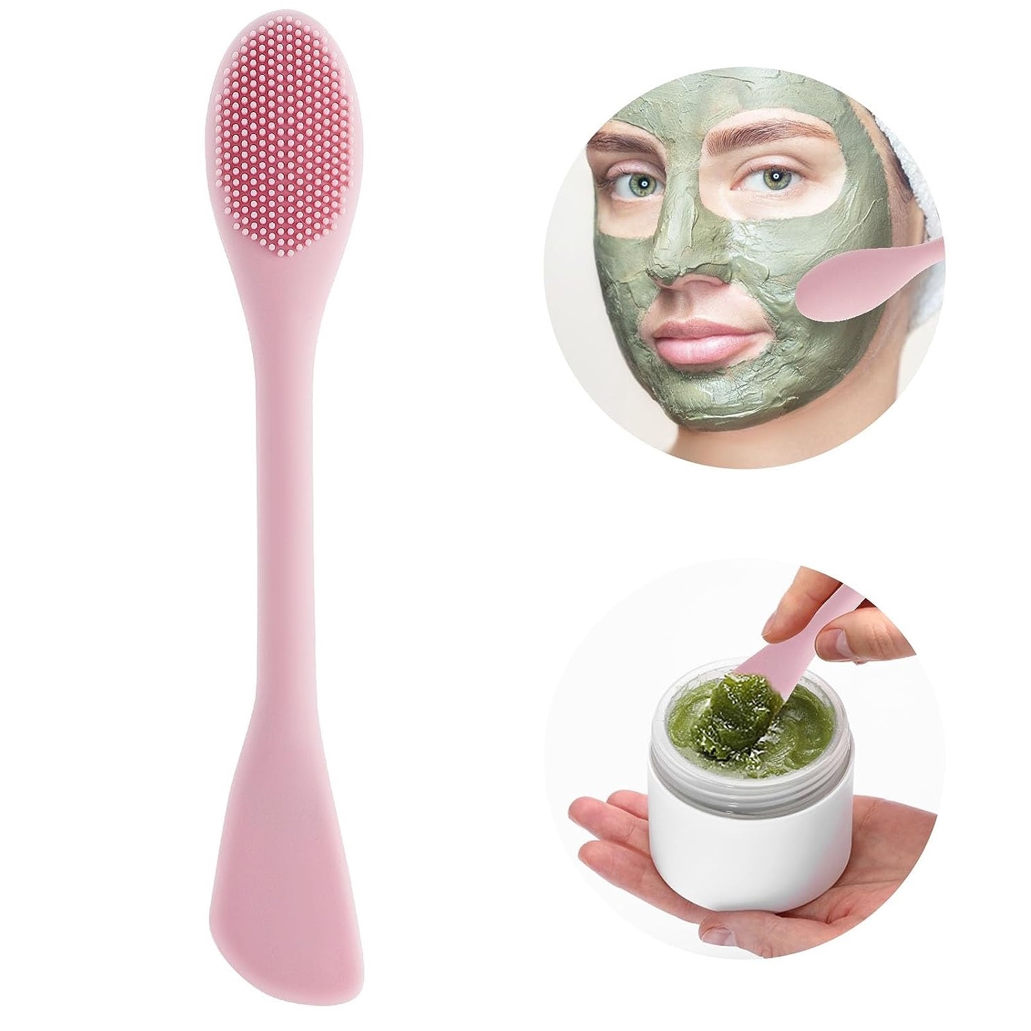 Silicone Face Scrubber Electric - 1 Stück Doppelköpfige Silikon-Gesichtsreinigungsbürste Gesichtsmasken-Applikator für