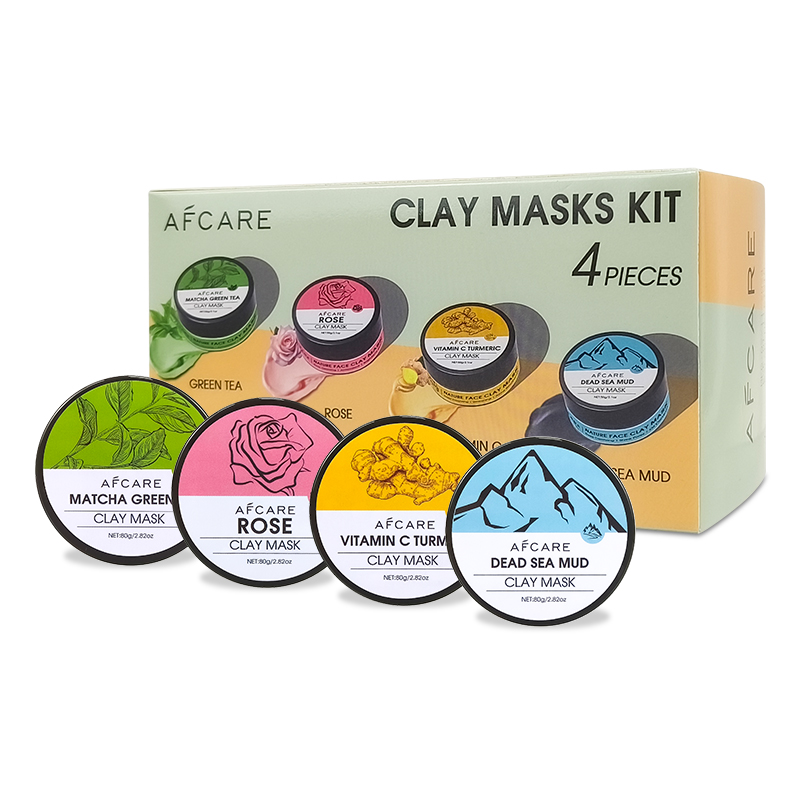 Green Tea Cleansing Clay Mask - 4-teiliges Ton-Gesichtsmasken-Set - Kurkuma, Vitamin C,