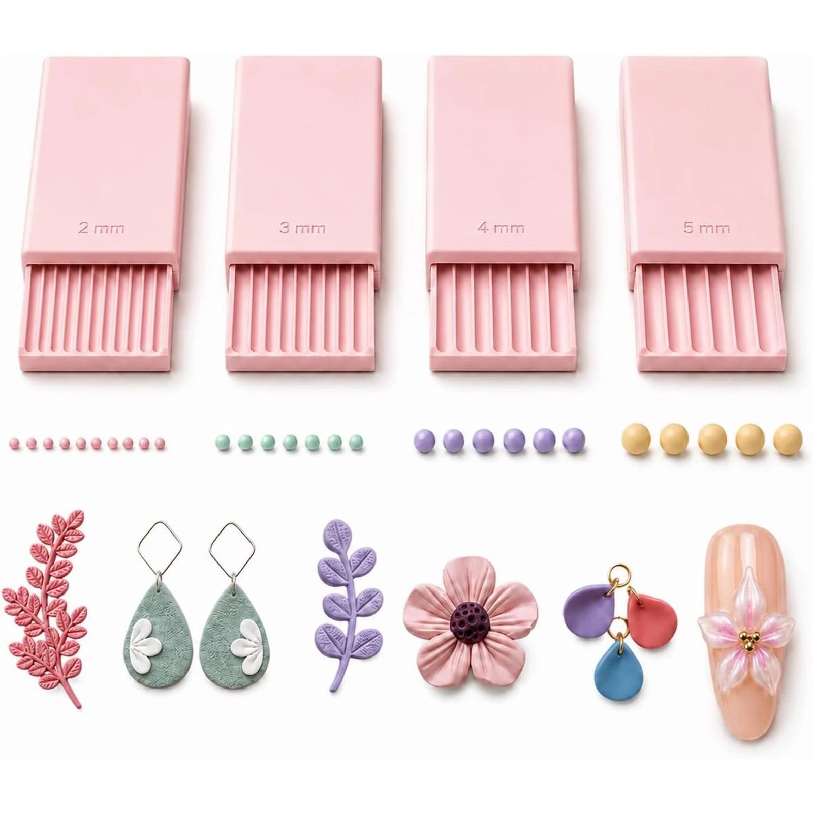 Nail Art - 4-teiliges 3D-Druck-Ton-Gel-Ball-Maker-Werkzeug, Nagelkunst-Perlenroller für 3D-Gel-Blumen |