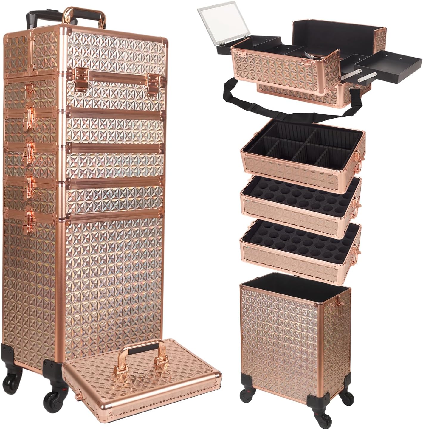 Makeup - Professioneller Rollkoffer für Make-up, großer Kosmetik-Organizer