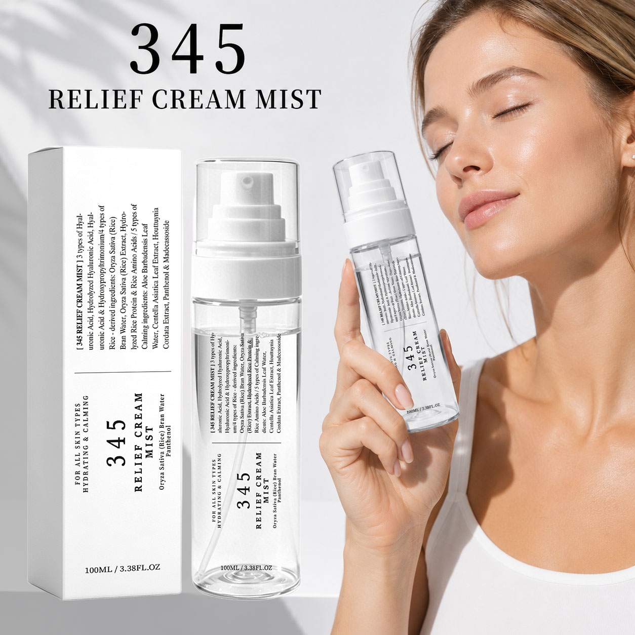 Hyaluronic Acid Facial Serum - 345 Relief Cream Mist Koreanische Hautpflege