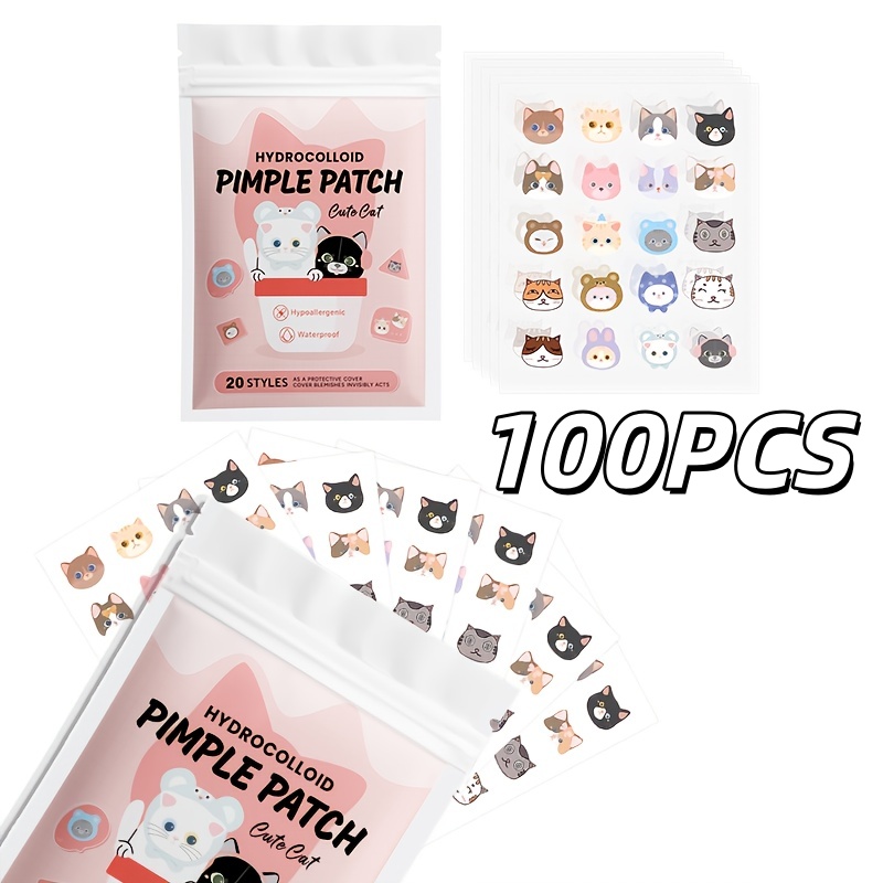 Skincare - 100 Stück niedliche Katzen-Pickelpflaster, wasserfest und