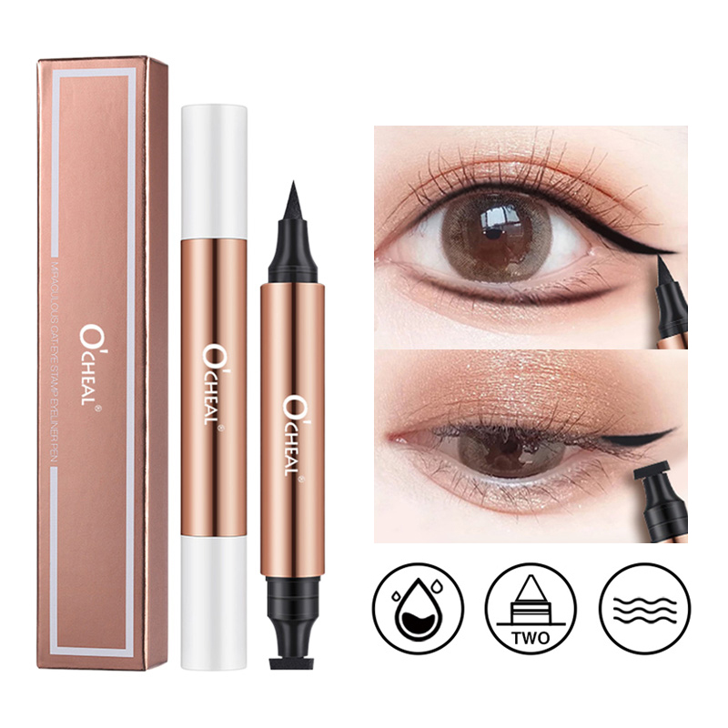 Waterproof Liquid Eyeliner Pen - O'CHEAL Eyeliner-Stempel, schwarzer flüssiger Eyeliner-Stift, wasserdicht,