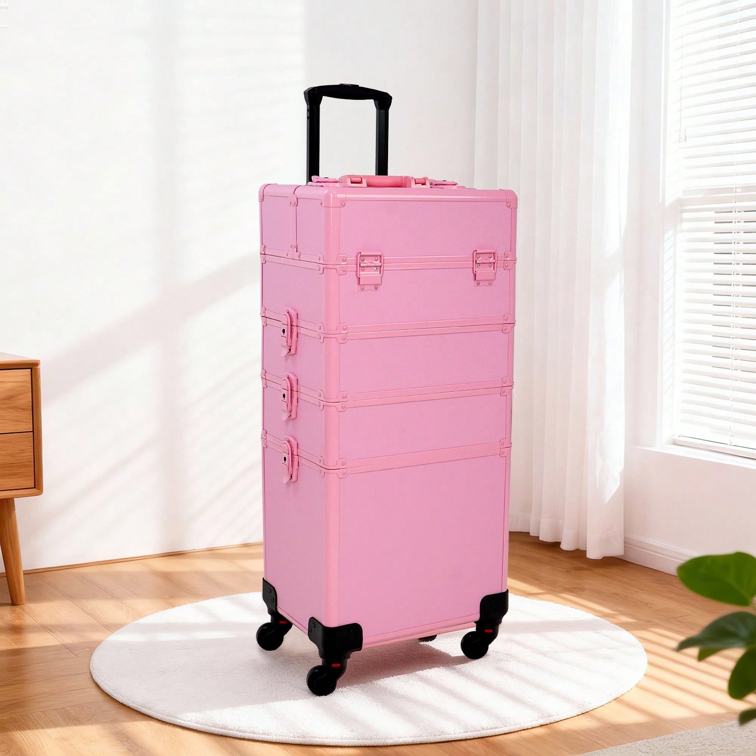 Makeup - Rollender Make-up-Koffer 4-in-1 Kosmetikkoffer auf Rädern,