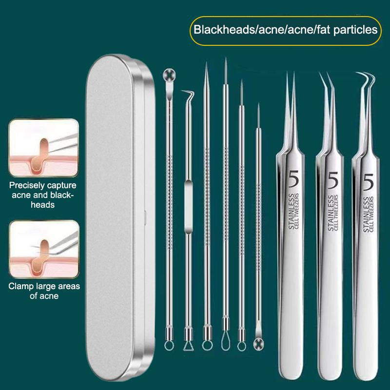 Skincare - 7/8-teiliges Mitesser-Entfernungsset Professionelle Mitesser-Nadel Hautpflegewerkzeuge Edelstahl-Pickel-Extraktionswerkzeuge