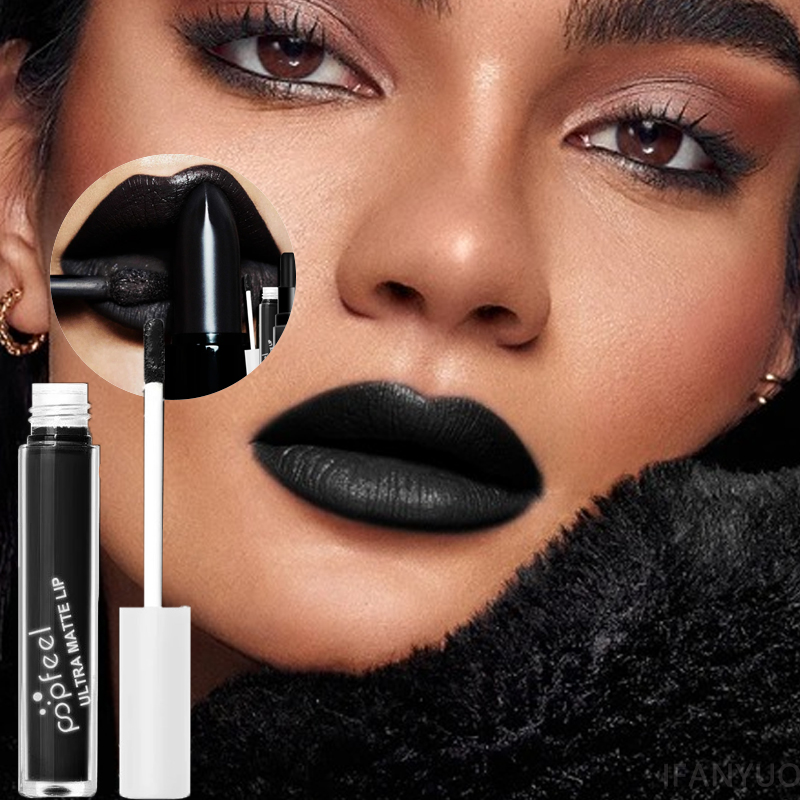 Matte Velvet Lip Tint Long Lasting - Punk Matte Black Flüssiger Lippenstift Wasserdicht