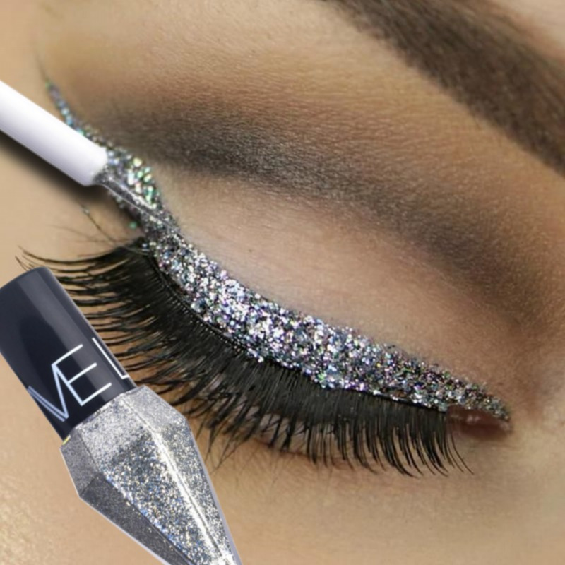 Waterproof Liquid Eyeliner Pen - Perlglanz-Glitzer-Diamant-Flüssig-Eyeliner, schimmernd, silberfarben, wasserfest, langlebig, leicht