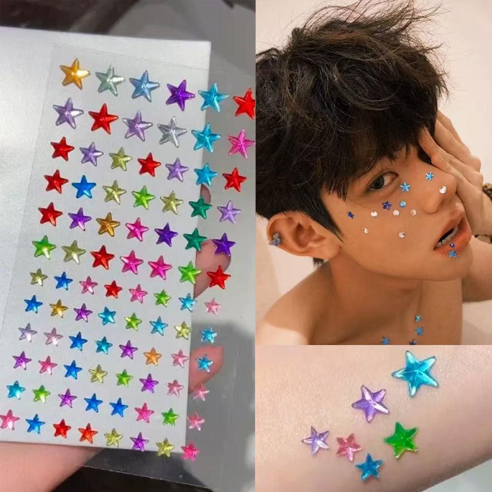 Nail Art - Selbstklebende Gesichts-Rhinestones Bunte Kristall-Edelstein-Aufkleber für Musikfestivals,
