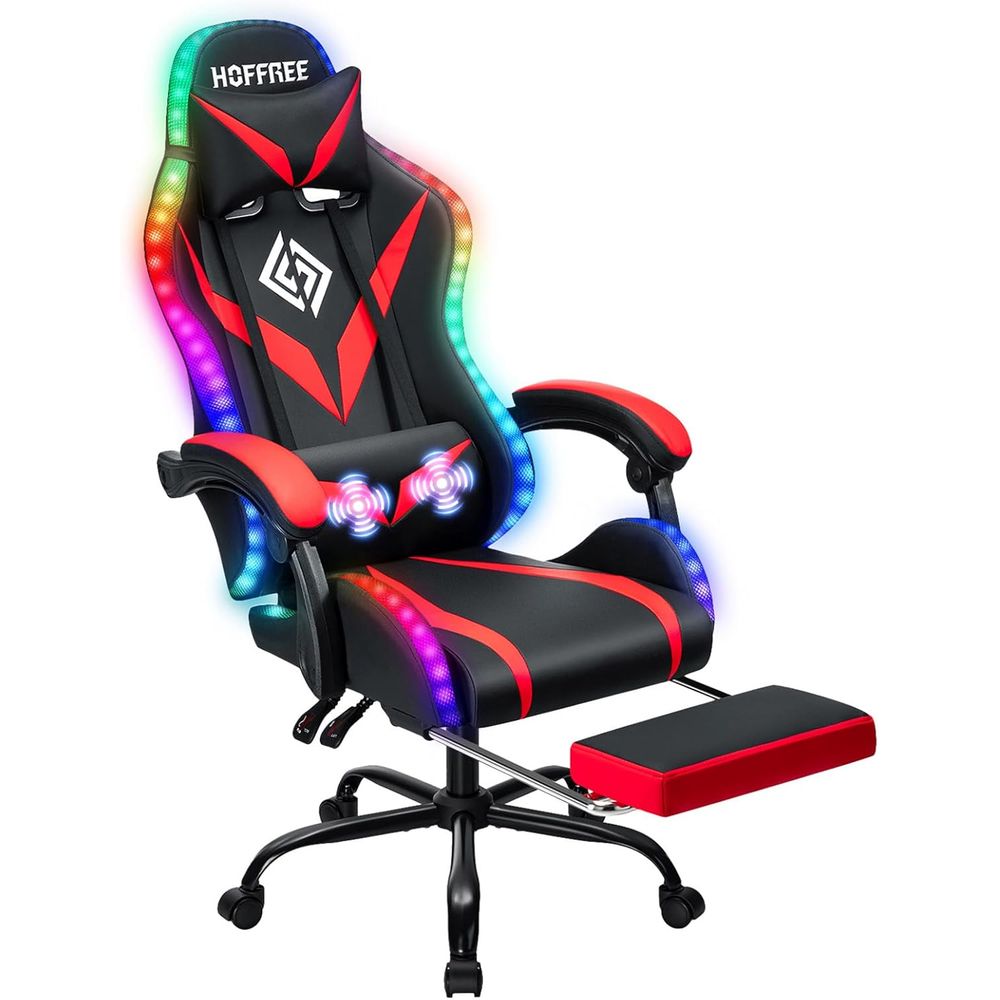 Massage - Ergonomischer Gaming-Stuhl mit hoher Rückenlehne, Massagefunktion,