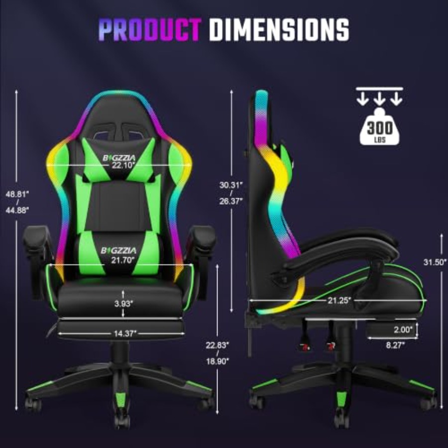 RGB-Gaming-Stuhl mit Fußstütze – Massage Bewertung und Preis
