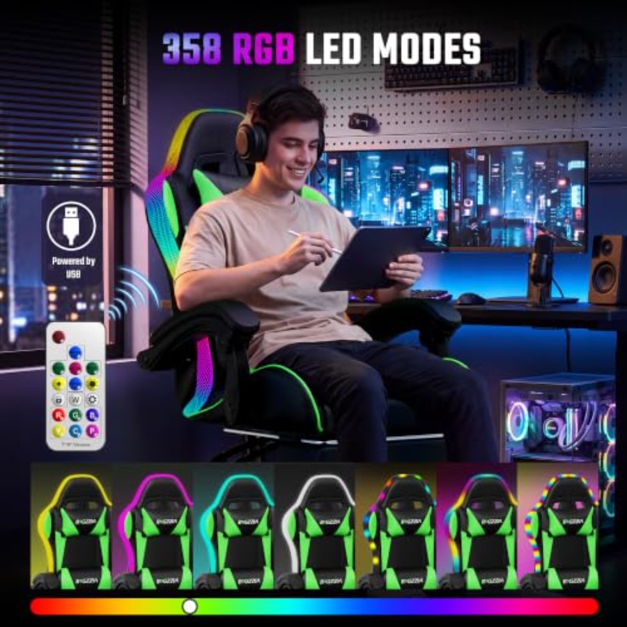 RGB-Gaming-Stuhl mit Fußstütze – Massage Bewertung und Preis